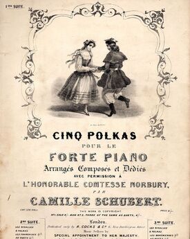Repertoire des SAlons de Paris - 1ere Suite - Cinq Polkas pour le Piano - Compose's et Dedies avec permission a L'Honorable Comtesse Norbury - Plate No. 6052