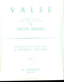 Valse - From Suite for Two Pianos - Arranged for Piano Solo