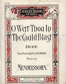 CO Wert Thou In The Cauld Blast - (O sah' ich auf der haide dort) - Vocal duet for 2 sopranos - The Excelsior Series No. 72 - Voice Part in Staff & Sol-Fa Notation