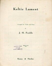 A Keltic Lament - Piano Solo - Opus 29, No. 2 of Keltic Suite for Violin and Piano