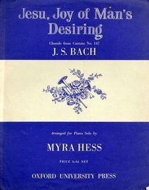 Jesu, Joy of man's desiring - Chorale from Cantata No.147 -  Arranged for piano