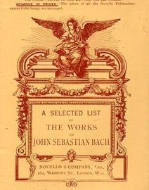 A Selected List of the Works of John Sebastian Bach