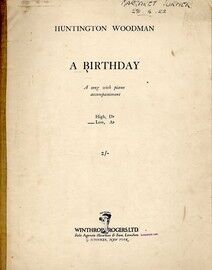 A Birthday - A Song with Piano Accompaniment - In the key of A flat for low voice