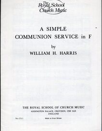 A Simple Communion Service in F - For Choir and Organ