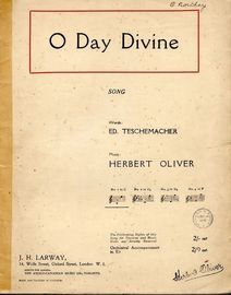 O Day Divine - Song - In the key of C major for low voice
