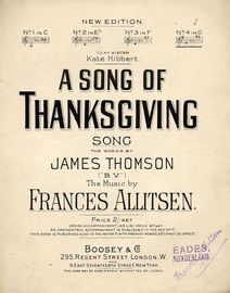 A Song of Thanksgiving -  Song  - In the key of  G major for High Voice