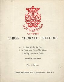 Bach - Three Chorale Preludes for Piano Solo
