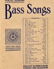Bass Songs - The Standard Vocal Albums Series - Book One - Staff and Sol-Fa Notations with accompaniments