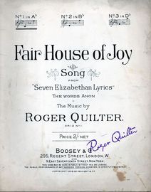 Fair House of Joy - Song from "Seven Elizabethan Lyrics" - In the Key of A flat major for low voice