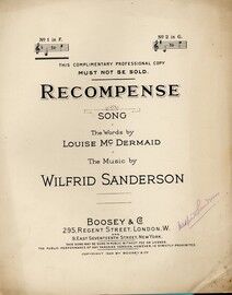 Recompense - Song in F Major for Low Voice