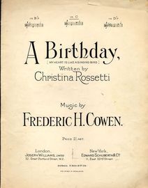 A Birthday (My Heart is Like a Singing Bird) - Song - In the key of C major for medium voice