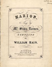 Marion - Song in D flat major - As sung by Mr Sims Reeves