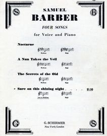 Barner  - Four Songs for Voice and Piano - No. 4  Sure on this Shining Night - For Low or Medium Voice