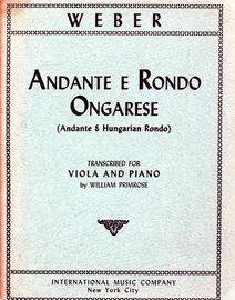 Andante E Rondo Ongarese (Andante and Hungarian Rondo) - For Viola and Piano - With Seperate Viola Part