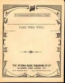 Fare Thee Well - From the Paramount picture 'Many Happy Returns' - Professional copy