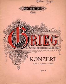 Konzert fur Klavier in A minor - Op. 16 - Edition Peters No. 2164 - For Piano with orchestral setting for a second Piano