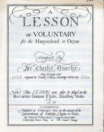A Lesson or  Voluntary for the Harpsichord or Organ - published on the occasion of the quincentenary of Cambridge Degrees in Music