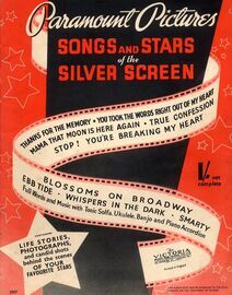 Paramount Pictures Songs and Stars of the Silver Screen - Photographs and candid shots behind the scenes of Bing Crosby, Martha Raye, Silvia Sidney, Gary Cooper, Claudette Colbert, Carole Lombard