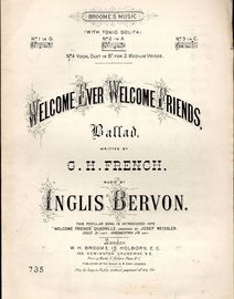 Welcome ever welcome friends - Ballad with Tonic Sol Fa - In the key of A Major for medium voice