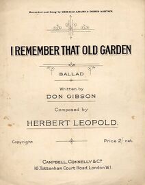 I Remember That Old Garden - Ballad