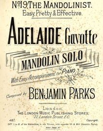 Adelaide - Gavotte for Mandolin Solo with easy accompaniment for Piano - The Mandolinist series No. 19