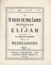 O Rest In The Lord, Sacred Song from Elijah - Key of D major