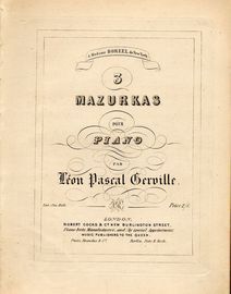 3 Mazurkas pour Piano - Dedicated a Madame Boreel de New York