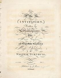 An Invitation - Written by Shakespeare - Music composed and Respectfully inscribed to Mifs Drinkwater