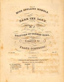 Hark the Lark - Beauties of German Song No.2 - As sung by Miss Adelaide Kemble