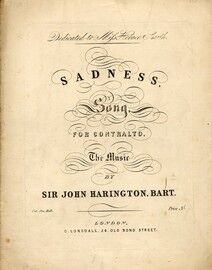 Sadness Song - for Contralto - Dedicated to Miss Horace Smith