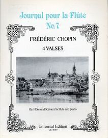 4 Valses - Journal pour la Flute No. 7 - For Flute and Piano - Universal Edition No. UE 18087