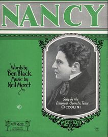 Nancy - Sung by the Eminent Operatic Tenor Ciccolini - For Piano and VOice
