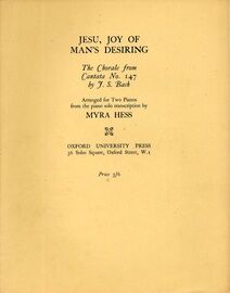 Jesu, Joy of Man's Desiring - Arranged for Two Pianos - The Chorale from Cantata No. 147