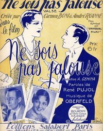 Ne Sois pas Jalouse - Valse chantee du film "Ne-Sois pas Jalouse" creee par Carmen Boni and Andre Roanne - For Piano and Voice with Ukulele chord symb
