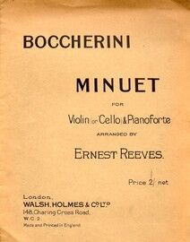 Boccerini - Minuet in A - for violin and piano with seperate violin part