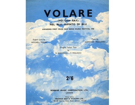 10084 | Volare, (Vo-Lah-Ray) Nel Blu, Dipinto di Blu -  Awarded first prize San Remo Music Festival 1958