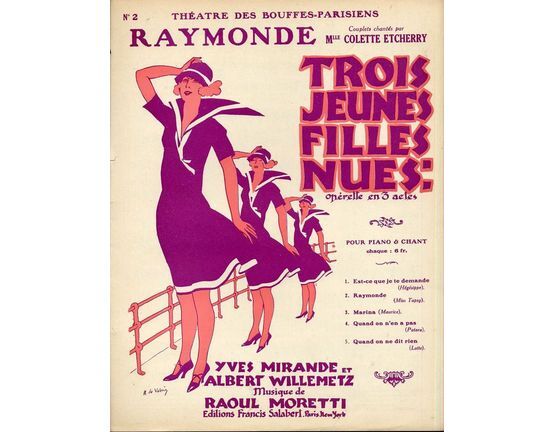 10129 | Raymonde - Couplets de L'Operette "Les Trois Jeunes Filles Nues" (Miss Tapsy) - For Piano and Voice with Ukulele chord symbols - French Edition
