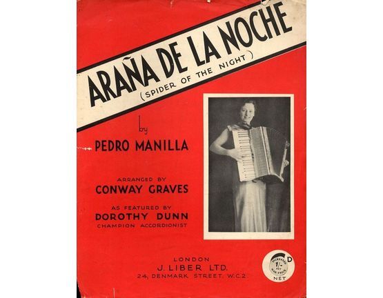 10270 | Arana de la Noche (Spider of the night) - As featured by Dorothy Dunn, champion accodionist - Tango Argentino for Piano Accordion with Chord Symbols