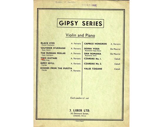 10270 | Two Guitars - Gipsy Song - For Violin and Piano from Gipsy Series