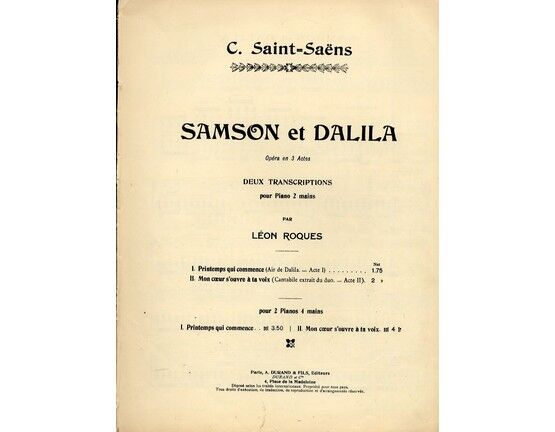 10429 | Samson et Dalila - Cantabile Extrait du Duo - Act II "Mon Coeur S'ouvre a ta Voix" - For Piano
