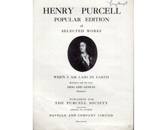 10702 | Henry Purcell Popular Edition of selected works - When I am Laid in Earth from "Dido and Aeneas" (Soprano)