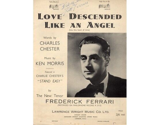11 | Love Descended Like an Angel - Song Featuring Frederick Ferrari - Featured in Charlie Chester's "Take It Easy" - Low Key in C - Autographed by Frederick Ferrari
