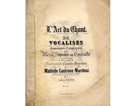 11318 | L'Art du Chant - 24 Vocalises Elementaires et Progressives pour Mezzo Soprano ou Contralto - Op. 5