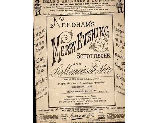 11367 | Needham's Merry Evening Schottische and Les Memoirs de Soir - Piano Solos