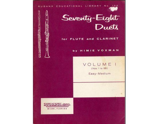 11395 | 78 Duets for Flute and Clarinet - Volume 1 - Easy / Medium - Rubank Educational Library No. 196