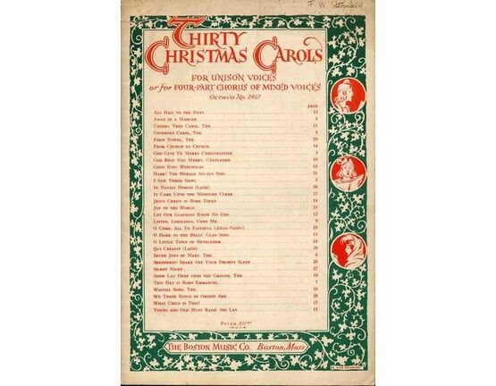 11503 | Thirty Christmas Carols for Unison Voices or for Four Part Chorus of Mixed Voices - Octavo No. 2461