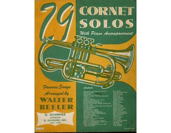 11550 | 29 Cornet Solos with Piano Accompaniment - Famous Songs Arranged by Walter Beeler