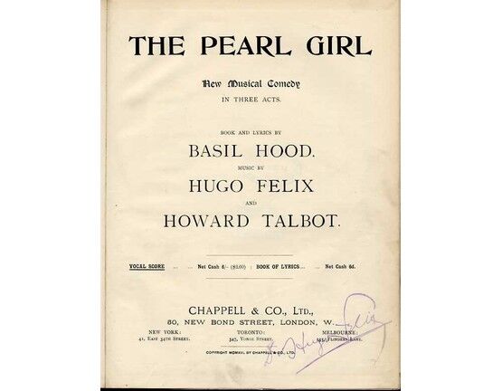 11565 | The Pearl Girl - New Musical Comedy in Three Acts - Full Vocal Score