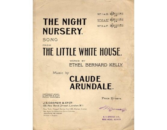 11572 | The Night Nursery Song from - "The Little White House" - Song in the key of E flat major for medium voice