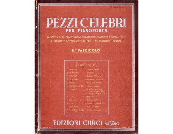 11591 | Pezzi Celebri per Pianoforte - Raccolta di 12 Composizioni Pianistiche, Classiche e Romantiche - II Fascicolo